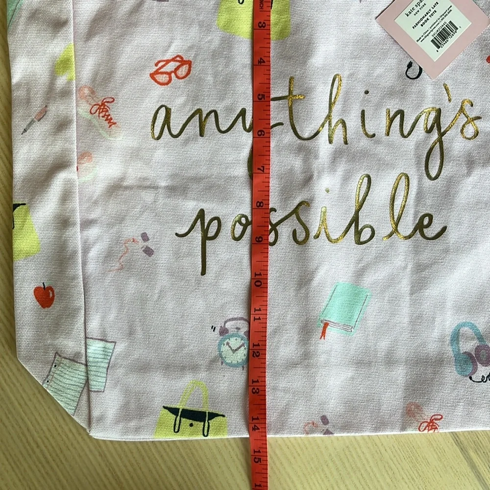 Kate Spade “anything’s possible” Fashionably Late Book Tote NWT - Picture 6 of 9